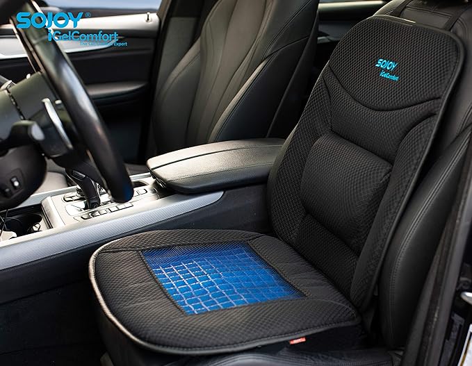 Sojoy Truck Seat Cushion with Firm Lumbar Support,Gel Seat Pad with Upper Lower Back Support Pillow for Office,Car,Truck, Pain Relief Coccyx Seat Cushion