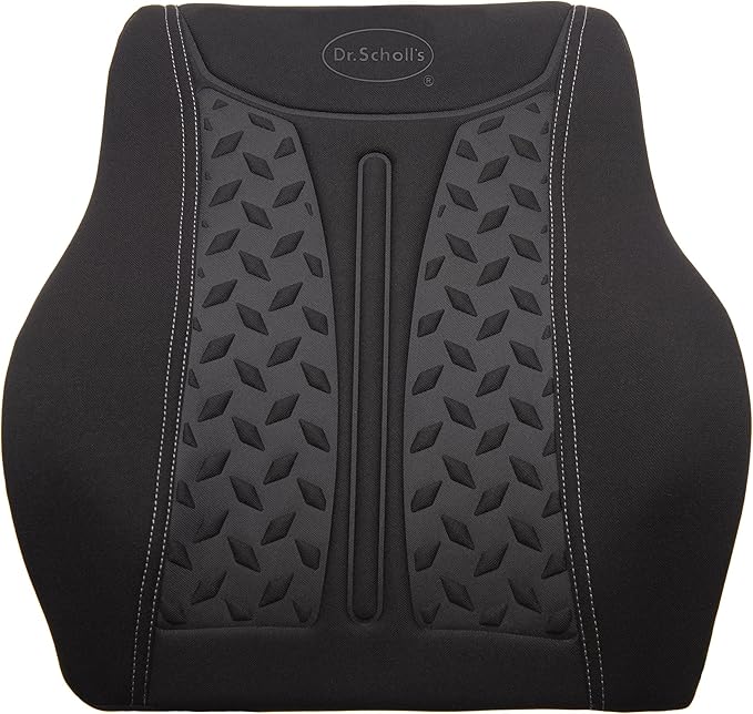 Dr. Scholl's Max Support Charcoal-Infused Lumbar Seat Cushion for Car, Truck, SUV — Black