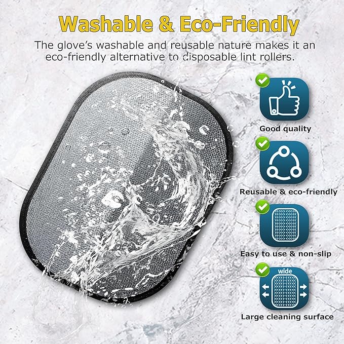 2PCS Pet Hair Removal Glove for Cats & Dogs – Upgraded Reusable Electrostatic Pet Hair Remover Tool for Couch, Clothing, Carpets & Car Seats