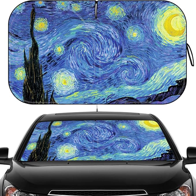 Car Windshield Sun Shade, Reflective Sunshade Blocks UV Rays, Keep Car Interior Cool, Front Foldable Windshield for Hatchback, Truck, SUV, MPV (59x32 inches)