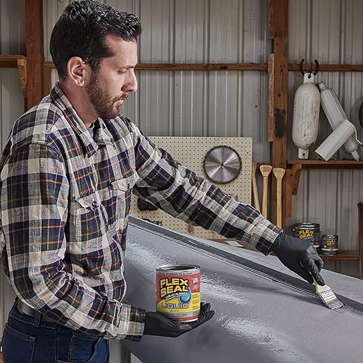 Flex Seal Liquid, Rubber Coating Sealant, Waterproof, Flexible, Breathable, and UV Resistant, Roof Repair, Basements, RV, Campers, Trailers, Marine, EPDM, Masonry, Gray, 32 oz