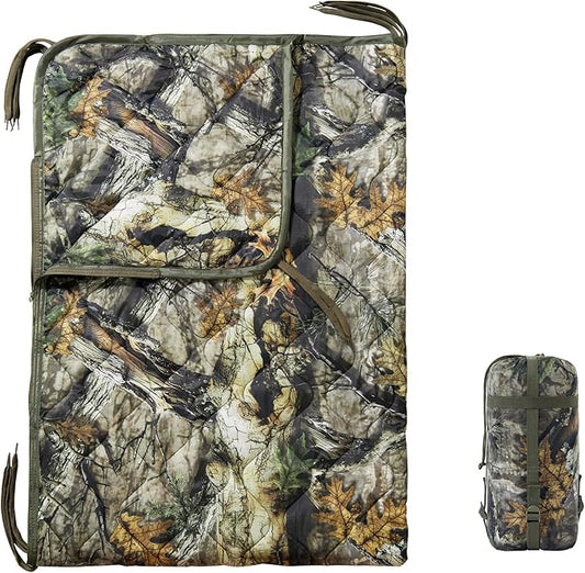 Camo Poncho Liner, Army Blanket, Military Sleeping Bag, with A Compression Carrying Bag, for Traveling, Hiking, Camping, Outdoor Survival, Car Blanket