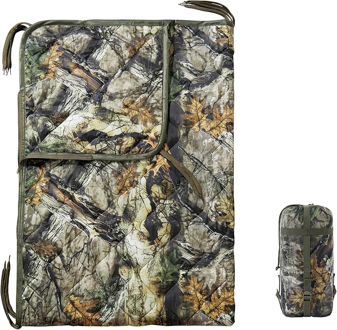 Camo Poncho Liner, Army Blanket, Military Sleeping Bag, with A Compression Carrying Bag, for Traveling, Hiking, Camping, Outdoor Survival, Car Blanket