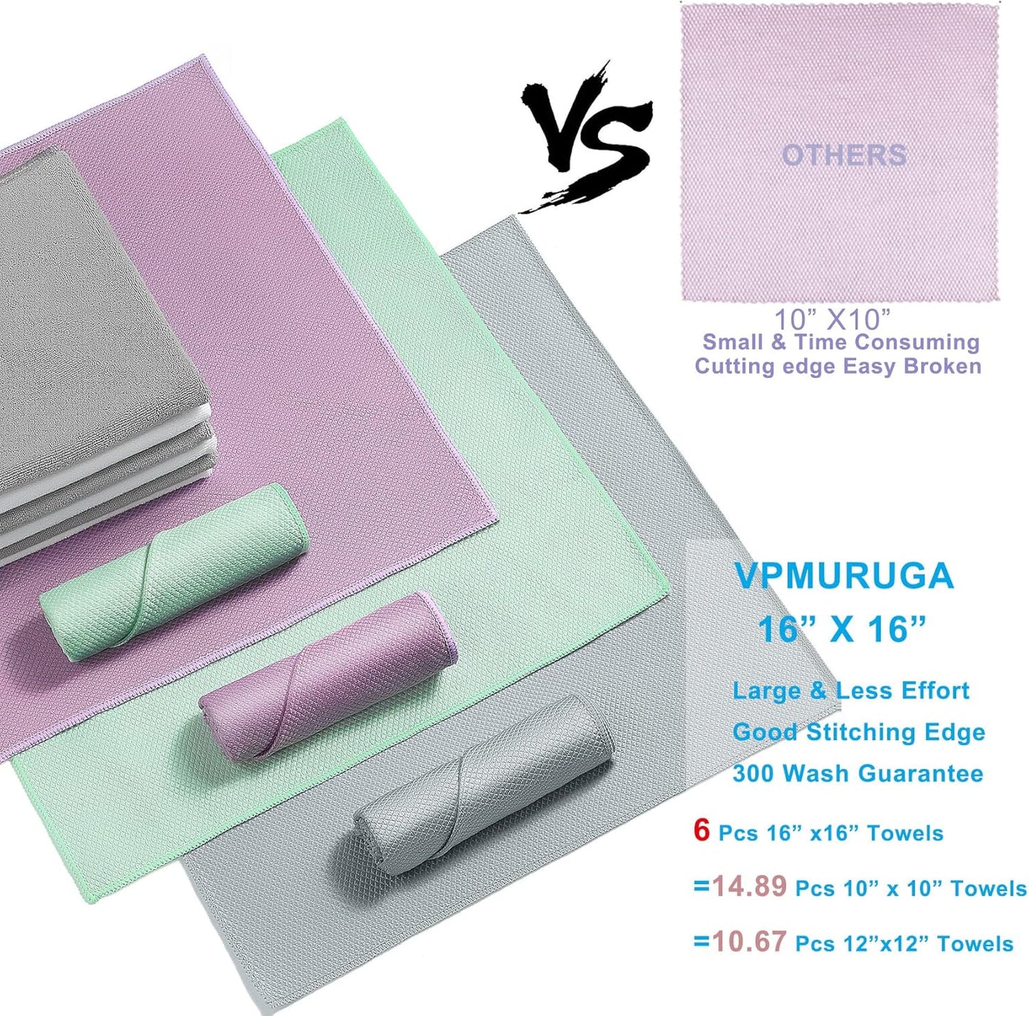 Streak Free Miracle Cleaning Cloths Easy Clean Nanoscale,Fish Scale Microfiber Window Mirror Glass Car Stainless Steel Cleaning,Lint Free Dish cloth Wine Glass Polishing Towel,Reusable,Pack 6,Blue