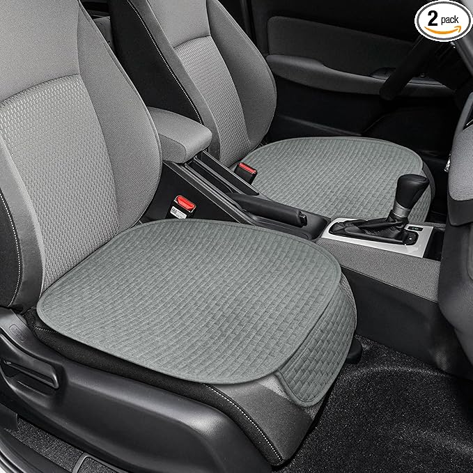 2PCS Car Seat Bottom Cover Pad, Car Seat Mat, Driver Cushion with Comfort Memory Foam & Non-Slip Rubber Bottom, Vehicle Accessories Breathable Seat Protector Mat for Auto Office Home (Gray)
