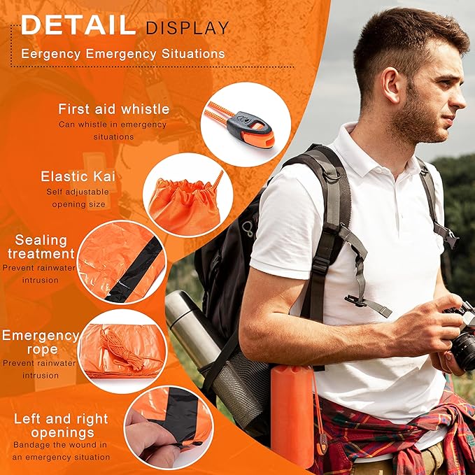 Emergency Survival Tent Shelter, 1 or 2 Person Emergency Tent with Emergency Whistle Emergency Shelter,Life Tube Tent for Camping,Hiking, Backpacking