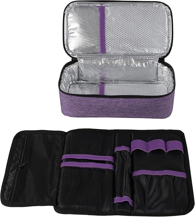 ALLCAMP Insulin Cooler Travel Case for Diabetic Organize Medication with 4 Ice Packs Purple(9X 4.72x 3.14 inches)