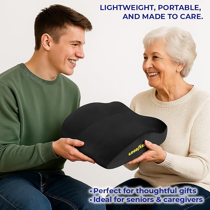 Goodyear Car Seat Cushion Curved Pillow - Seat Cushions for Office Chairs, Car Seat Back Support Pillow Tailbone Pain Relief Cushion