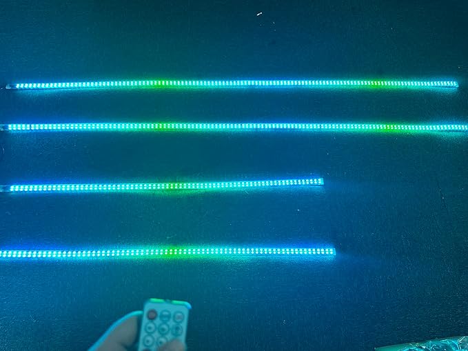 Sando Tech Dream Chase Color Double Row Million Colors Shift 2PCS 4Ft+2PCS 6.5Ft Underglow Strip Light Music Flows Bluetooth/Remote Ctrl Hood Grill Lights for Polaris Slingshot Car Truck