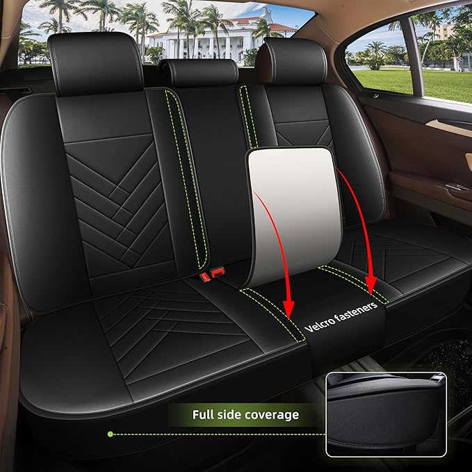 AOMSAZTO Car Seat Covers Full Set Fit for Nissan Murano 2011-2025 2026 Waterproof Faux Leather Car Seat Cushions Automotive 5 Seat Covers Set（Black）