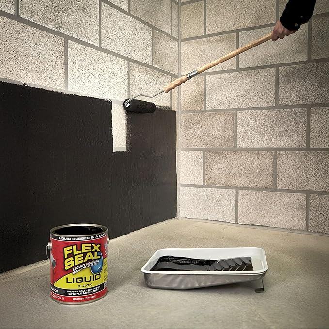 Flex Seal Liquid, Rubber Coating Sealant, Waterproof, Flexible, Breathable, and UV Resistant, Roof Repair, Basements, RV, Campers, Trailers, Marine, EPDM, Masonry, Black, 16 oz
