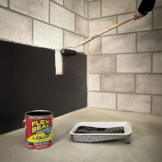 Flex Seal Liquid, Rubber Coating Sealant, Waterproof, Flexible, Breathable, and UV Resistant, Roof Repair, Basements, RV, Campers, Trailers, Marine, EPDM, Masonry, Black, 1 Gallon