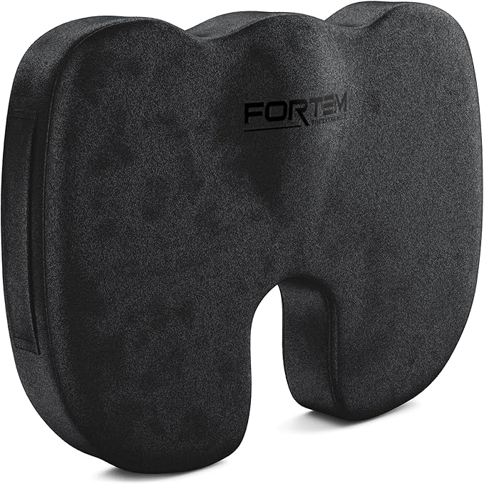 FORTEM Seat Cushion, Office Chair Cushion, Desk Chair Memory Foam, Sciatica Coccyx Tailbone Pain Relief, Pressure Relief, Sitting Pad, for Long Gaming & Sitting, Washable Cover, Non Slip, XL