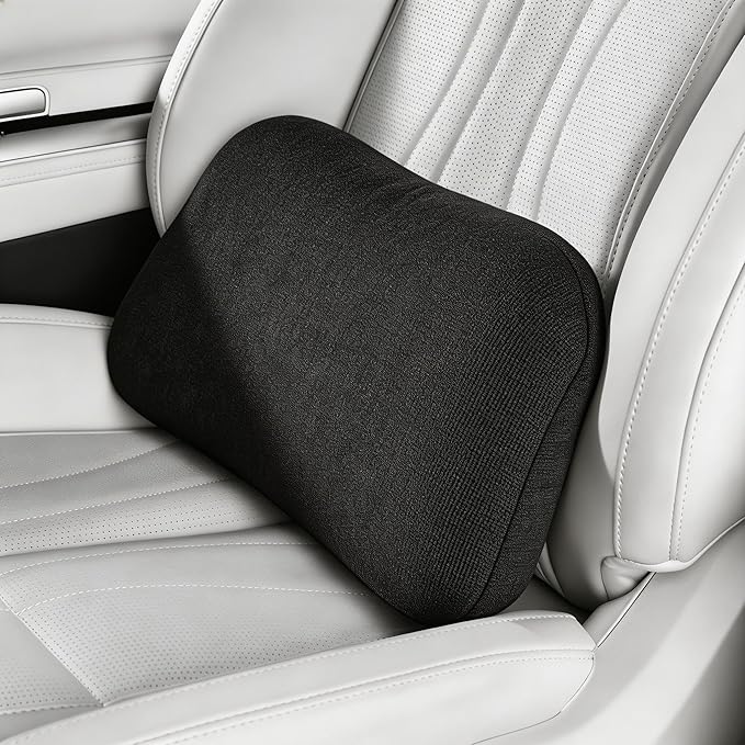 Big Hippo Lumbar Support Pillow for Car & Office Chair - Memory Foam Back Cushion for Lower Back Pain Relief, Ergonomic Back Support with Breathable Cover for Home, Truck, Wheelchair