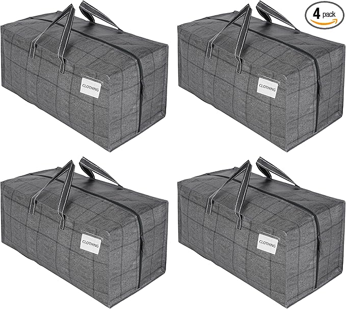 VENO 4 Pack Heavy Duty Moving Bags with Backpack Straps, Zippers & Handles, Extra Large Packing Bags for College Dorm Essentials, Moving Supplies Alternative to Cardboard Moving Boxes