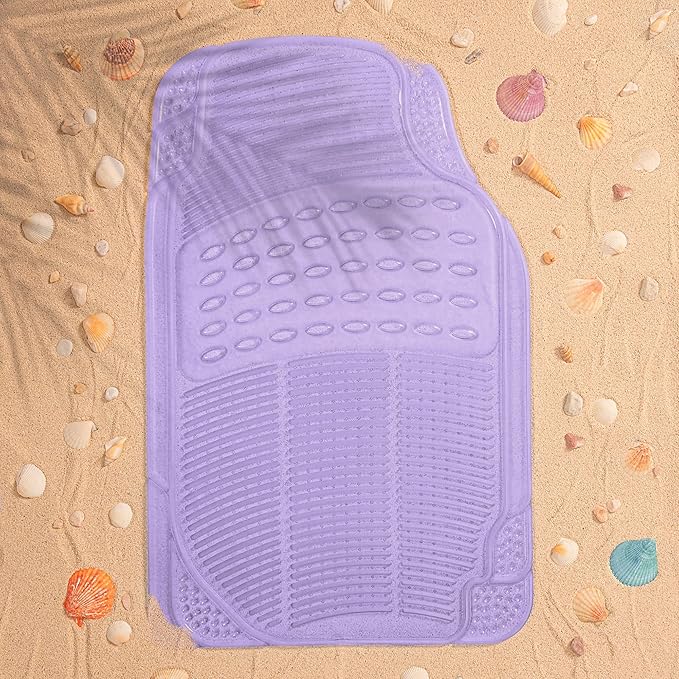 Carbella Automotive Floor Mats for Cars, 2 Piece Car Floor Mats Gray Translucent, Trim-to-Fit All Weather Clear Car Mats for Auto Truck Van SUV, Car Accessories for Women