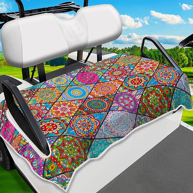 ENYORSE Golf Cart Seat Covers - Ethnic Style Golf Cart Towel Blanket for 2/4 Seater, Soft & Breathable Microfiber, Keeps Seats Cool & Comfortable, 51”x31”, Fits EZGO/Yamaha/Club Car