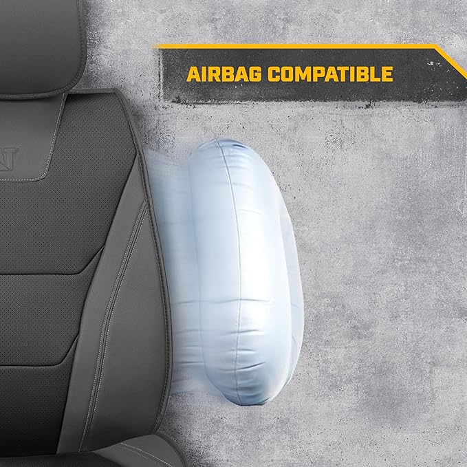 Cat® Edge Deluxe Car Seat Covers for Front Seats - Premium Two-Tone Faux Leather Seat Covers for Cars with Universal Fit, Rugged Automotive Seat Covers for Trucks, Interior Seat Covers for SUV