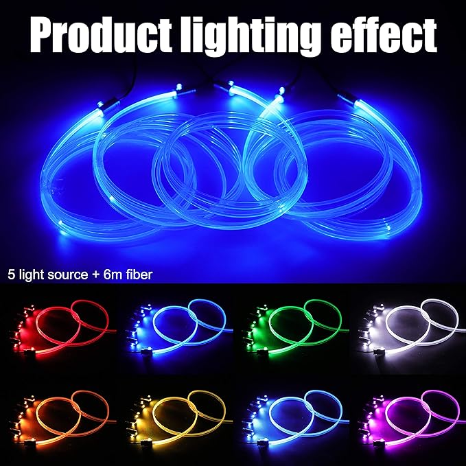 64 Colors Car Ambient Lighting Fiber Optic APP Control Multicoloured Music Car Atmosphere Decorative Lighting Kit 1W DC 12V-24V 6m