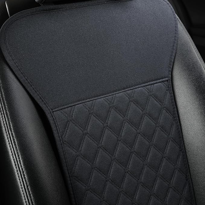 West Llama Linen Car Seat Covers-Breathable & Soft-Front Car Seat Protector Universal Fit 90% Cars,SUVs,Trucks,Diamond Pattern-1Piece,Black