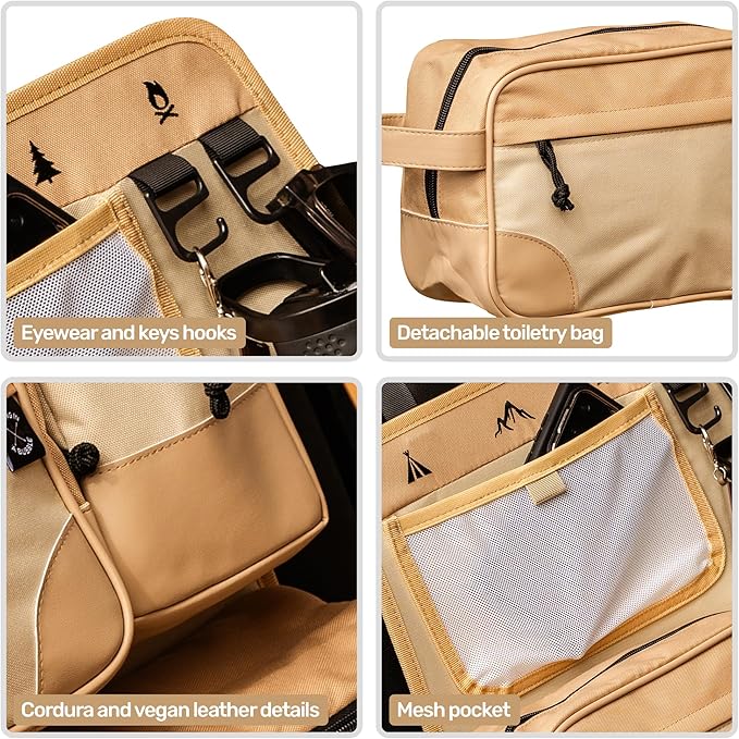 Living in a Bubble Seat back Organizer – Magnetic Toiletry and Cooler Pouch, Cordura Car Backseat Storage with Device Holder & Hooks, Multi-Compartment Utility Bag for Campervans & Family Travel