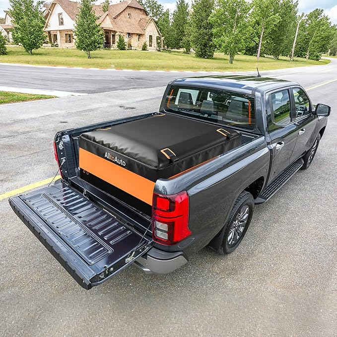 [Jumbo 38 CuFt] Truck Bed Cargo Bag, 100% Waterproof Heavy Duty Pickup Storage Bag (58"x49"x23"), Heat-Welded Seams & 3-Side Zipper, Fits Full-Size Trucks for Moving & Camping
