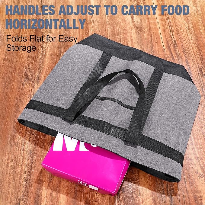 Pickmesh 6 Pcs Large Insulated Cooler Bags With Thermal Foam - Grocery Shopping Food Delivery Travel Beach Bags for Grocery, Travel, Beach (Gray Hemp)