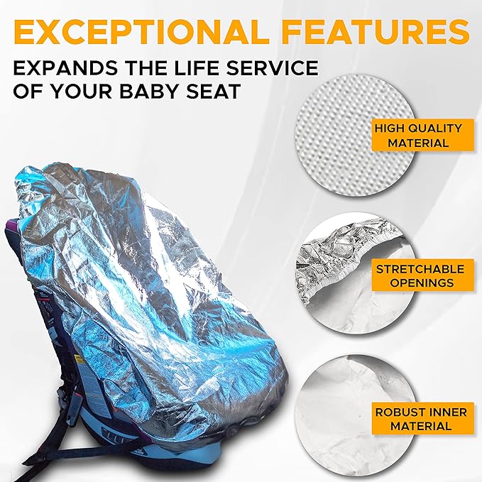 EcoNour Baby Car Seat Sun Shade Cover | Infant Carseat Heat Protector Keeps Toddler Seat at a Cool Temperature | Reflective car seat Sunshade Blocks Out Heat | Baby Travel Accessories