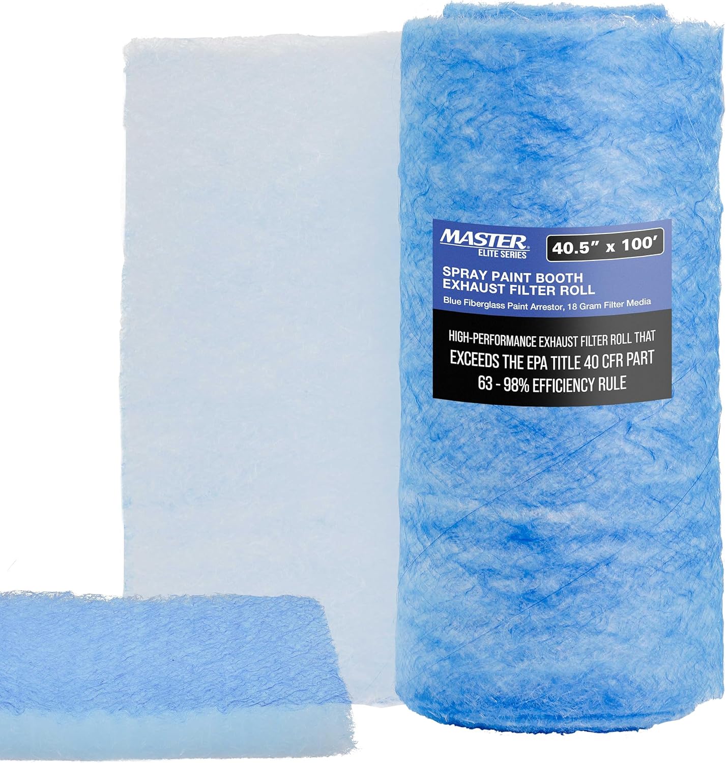 Master Airbrush Elite Paint Spray Booth Exhaust Filter Roll 40.5" x 100' - 18 Gram Heavy-Duty Fiberglass Paint Arrestor for Filtering Overspray Particles in Auto Body Shops & Refinish Booths