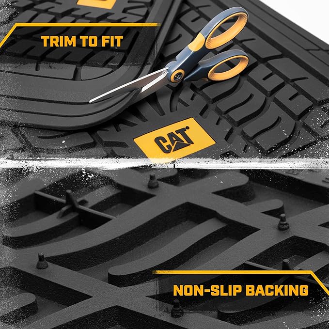 Cat® ToughTread™ Front & Rear Full Set of Floor Mats for Cars - All-Weather Heavy-Duty Trimmable Universal Fit Rubber Mat Truck & Car Accessories - Automotive Floor Mats for SUVs Car Interior
