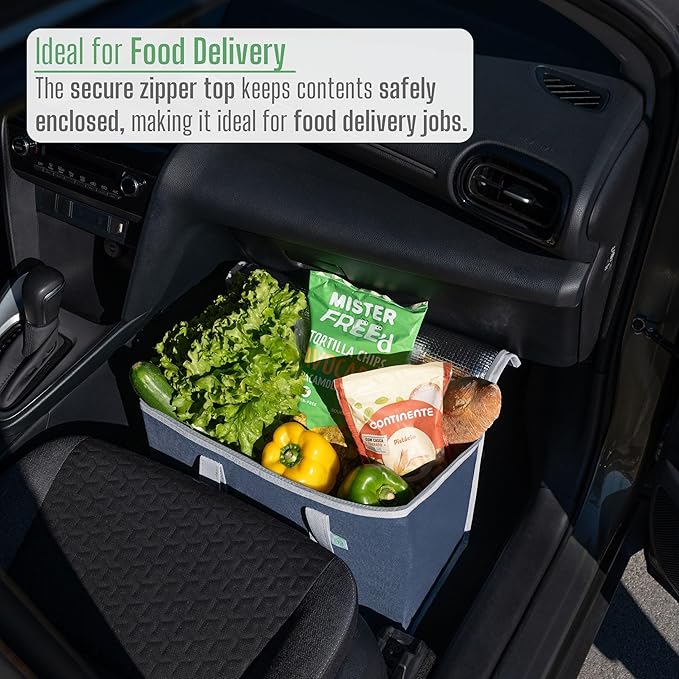 VENO 3 Pack Cooler Bag Insulated Reusable Grocery Shopping Bag, Food Delivery, Heavy Duty, Large Size, Durable Handles, Double Zippers, Lid, Collapsible (Dark Blue, 3 Pack)