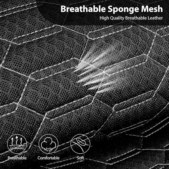 CAR PASS 3D Foam Mesh Leather Car Seat Covers Front Seats, Air Cool Mesh Front Seat Covers for Car, Universal Fit for SUV Truck Sedan Automotive, Armrest Airbag Compatible, Black and Gray