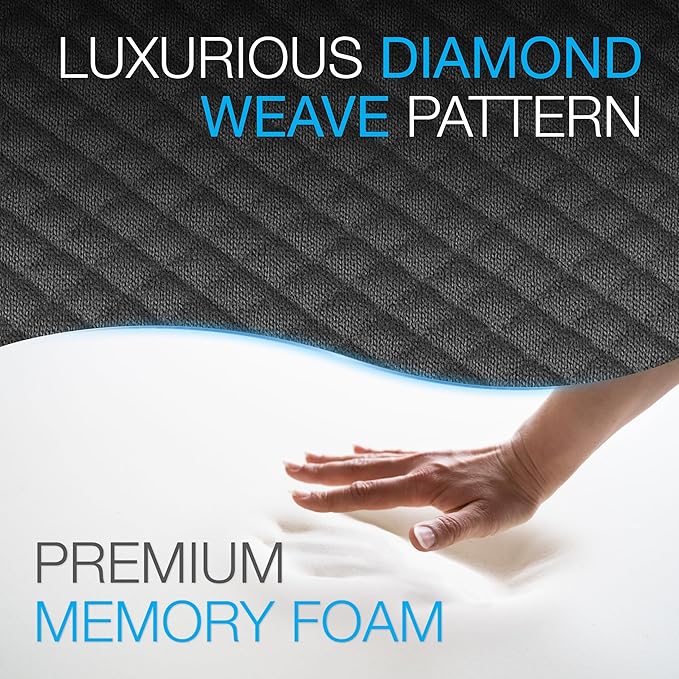 Brookstone - Luxurious Lumbar Support Pillow for Car or Office Chair, Back Cushion with Premium Grade Memory Foam, Breathable and Washable Cover, Adjustable Strap