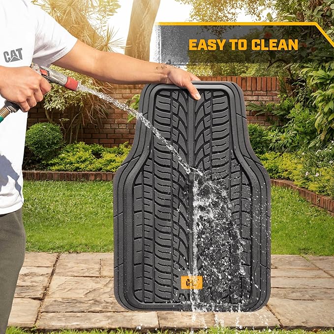Cat® ToughTread™ Front & Rear Full Set of Floor Mats for Cars - All-Weather Heavy-Duty Trimmable Universal Fit Rubber Mat Truck & Car Accessories - Automotive Floor Mats for SUVs Car Interior