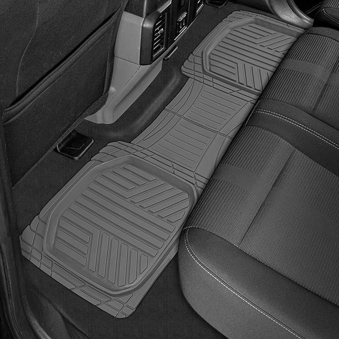 Motor Trend FlexTough™ Deep Dish Plus Rubber Car Floor Mats with Trunk Mat Cargo Liner, Front & Rear Combo Set fits Most Car SUV Van Coupe Sedan, Heavy Duty All Weather Trim to Fit