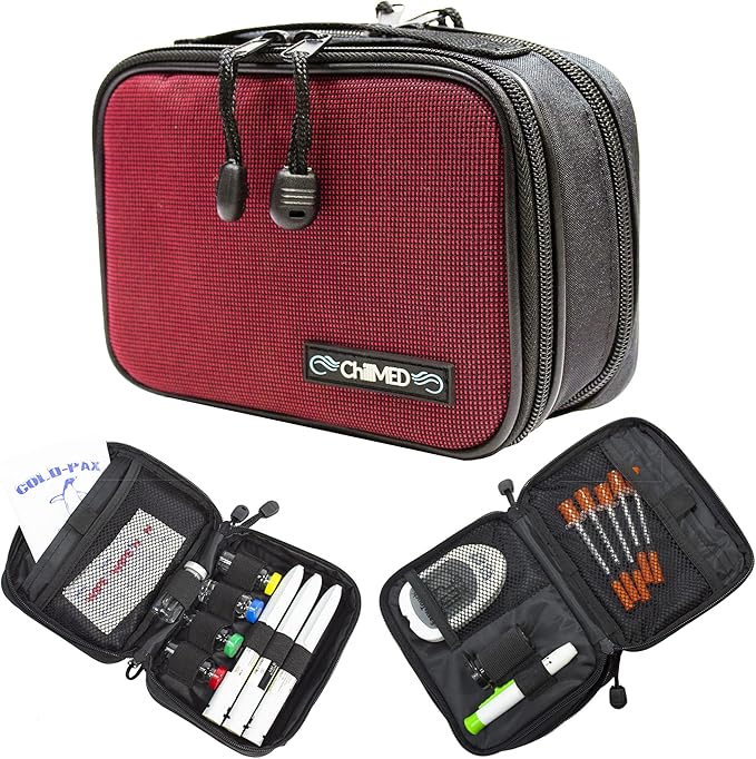 Type 1 Daily Diabetes Case - Insulin Cooler Bag for Traveling & Everyday Use -Includes Reusable Ice Pack - 6 to 8 Hours of Cool Time (Red)