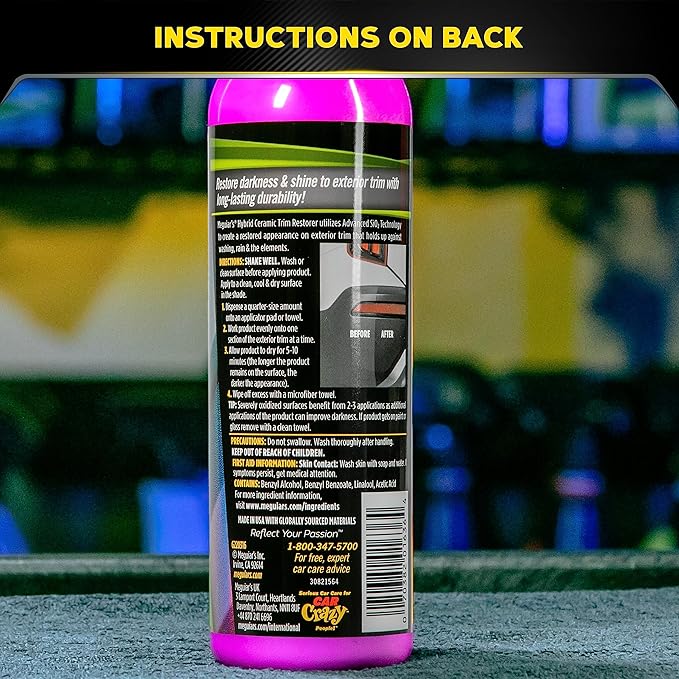 Meguiar's Hybrid Ceramic Trim Restorer, Car Trim Plastic Restorer - 16 Oz Bottle