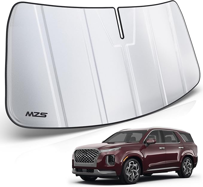 MZS Windshield Sun Shade Compatible with Palisade 2020-2026, Foldable Car Front Window Sunshade with Storage Pouch, Sun Visor Shield Accessories for Interior Protector
