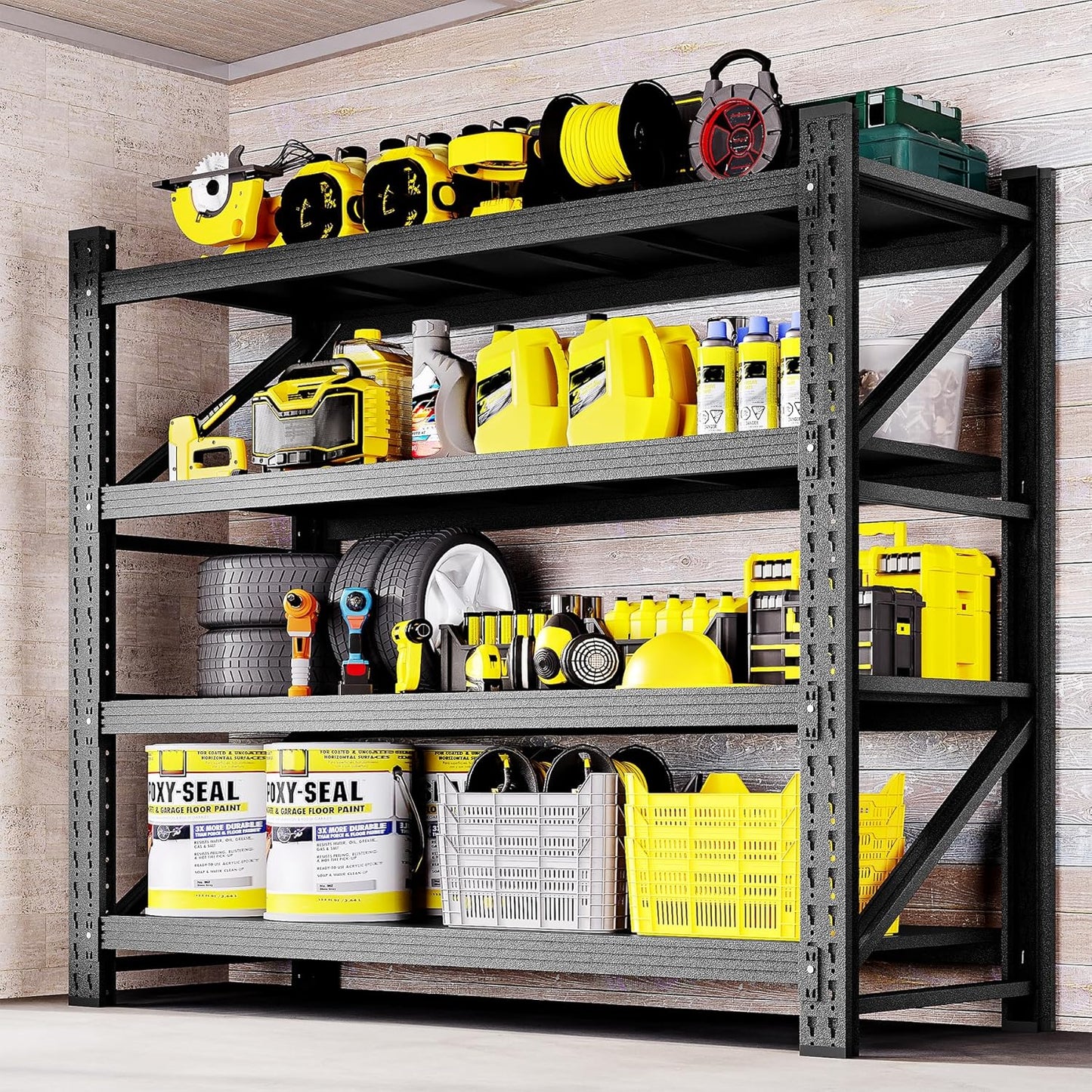 48" W Storage Shelves 3000lbs Garage Metal Shelving Heavy Duty Garage Shelves Adjustable Storage Shelves for Industrial, Factory,48" W X 24" D X 69" H