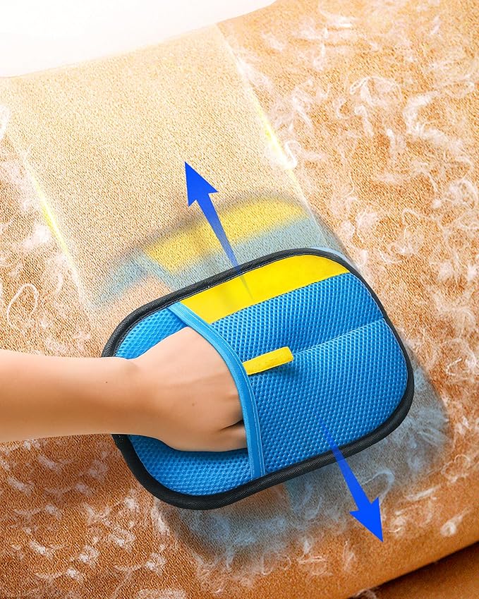 2026 Thickened Electrostatic Pet Hair Removal Gloves (1P) - Reusable Strong Grooming Gloves for Cats & Dogs, Hair Remover for Couch, Furniture, Carpet, Car Seats & Clothing (Blue)