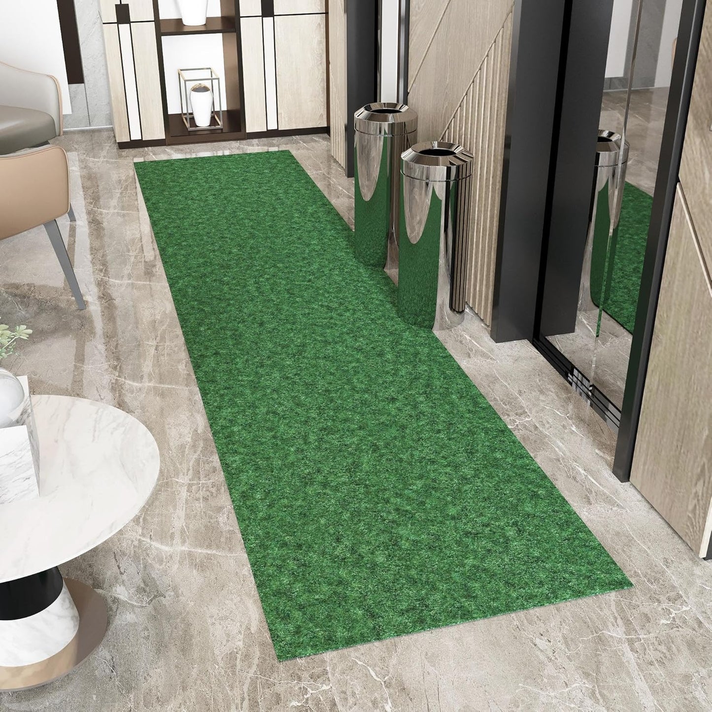 Ottomanson 2'7" x 28' Hallway Runner with Scraper Pile - Extra Durable Non-Slip Rug Mat for Indoor & Outdoor Use - Ideal for Kitchen, Entryway & Garage - High-Traffic Carpet, Green