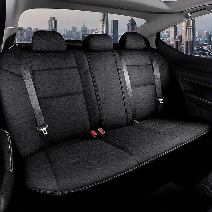 AOMSAZTO Car Seat Cover Fit for Nissan Altima 2019 2020 2021 2022 2023 2024 2025 (S SV SR Platinum) Full Set Customized Faux Leather Seats Cover Black