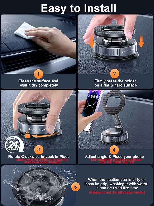 snanlen 2026 Upgraded Car Phone Holder for Magsafe [108LBS Strongest Suction] 360° Adjustable Vacuum Magnetic Phone Holders, Cell Phone car Mount for iPhone 17 Pro Max 16 15 14 13 12 Air Plus