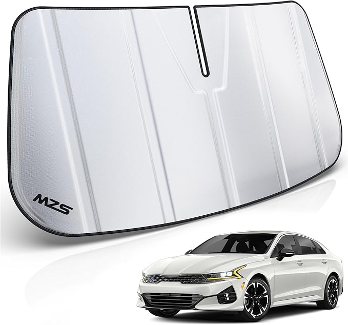 MZS Windshield Sun Shade Compatible with K5 2021-2026, Foldable Car Front Window Sunshade with Storage Pouch, Sedan Sun Visor Shield Accessories for Interior Protector