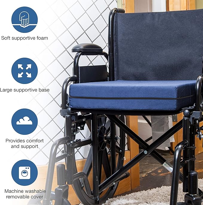 DMI Seat and Chair Cushion for Office Chairs, Wheelchairs, Scooters, Kitchen Chairs or Car Seats, for Support and Height while Reducing Stress on Back, Tailbone or Sciatica, 4 in