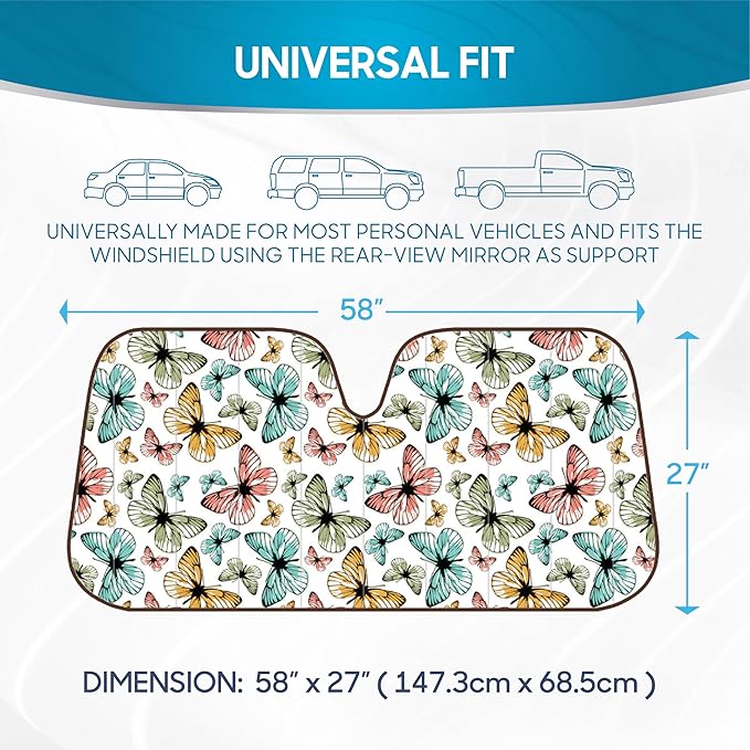 BDK Front Windshield Shade-Accordion Folding Auto Sunshade for Car Truck SUV-Blocks UV Rays Sun Visor Protector-Keeps Your Vehicle Cool - 58 x 27 Inch (AS-602)