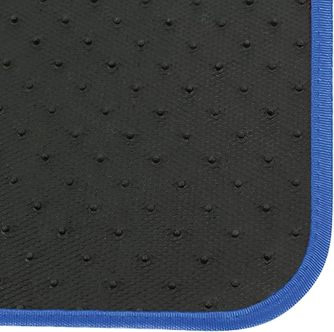 Universal Car Mats Rubber Tread Blue Trim Anti Slip Washable Front 45x65cm Rear 44x33cm