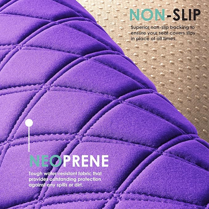 FH Group Car Seat Cover Cushion - Cars Trucks SUV, Neosupreme Car Seat Cushions, Waterproof Car Seat Cover Cushion, Universal Fit Car Seat Protector Rear Set Purple