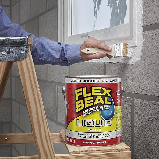 Flex Seal Liquid, Rubber Coating Sealant, Waterproof, Flexible, Breathable, and UV Resistant, Roof Repair, Basements, RV, Campers, Trailers, Marine, EPDM, Masonry, White, 1 Gallon