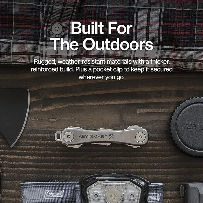 KeySmart Rugged - Multitool Key Holder for Keychain w/Bottle Opener and Pocket Clip, Organizer for Keys, EDC Keychains, Ring for Car Fobs Key Chains, Expandable (Up to 14 Keys, Titanium)